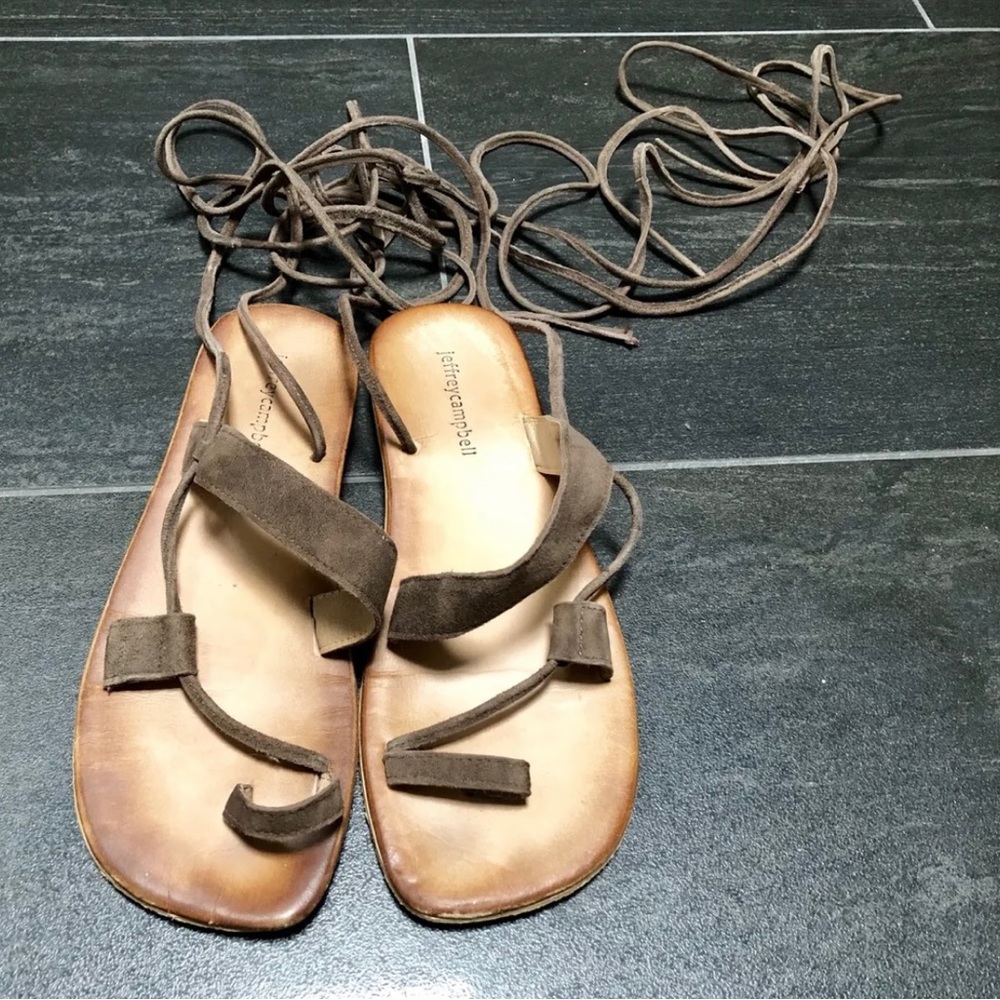 Chocolate Brown JEFFREY CAMPBELL Women Vista Gladiator Suede Sandals 7M Desig…